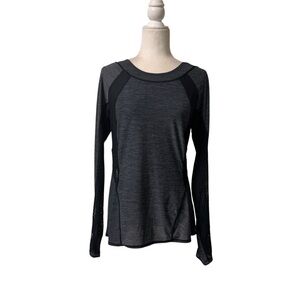 Lululemon Sunrunner healther gray atheisure,‎ active  lace side panel medium top